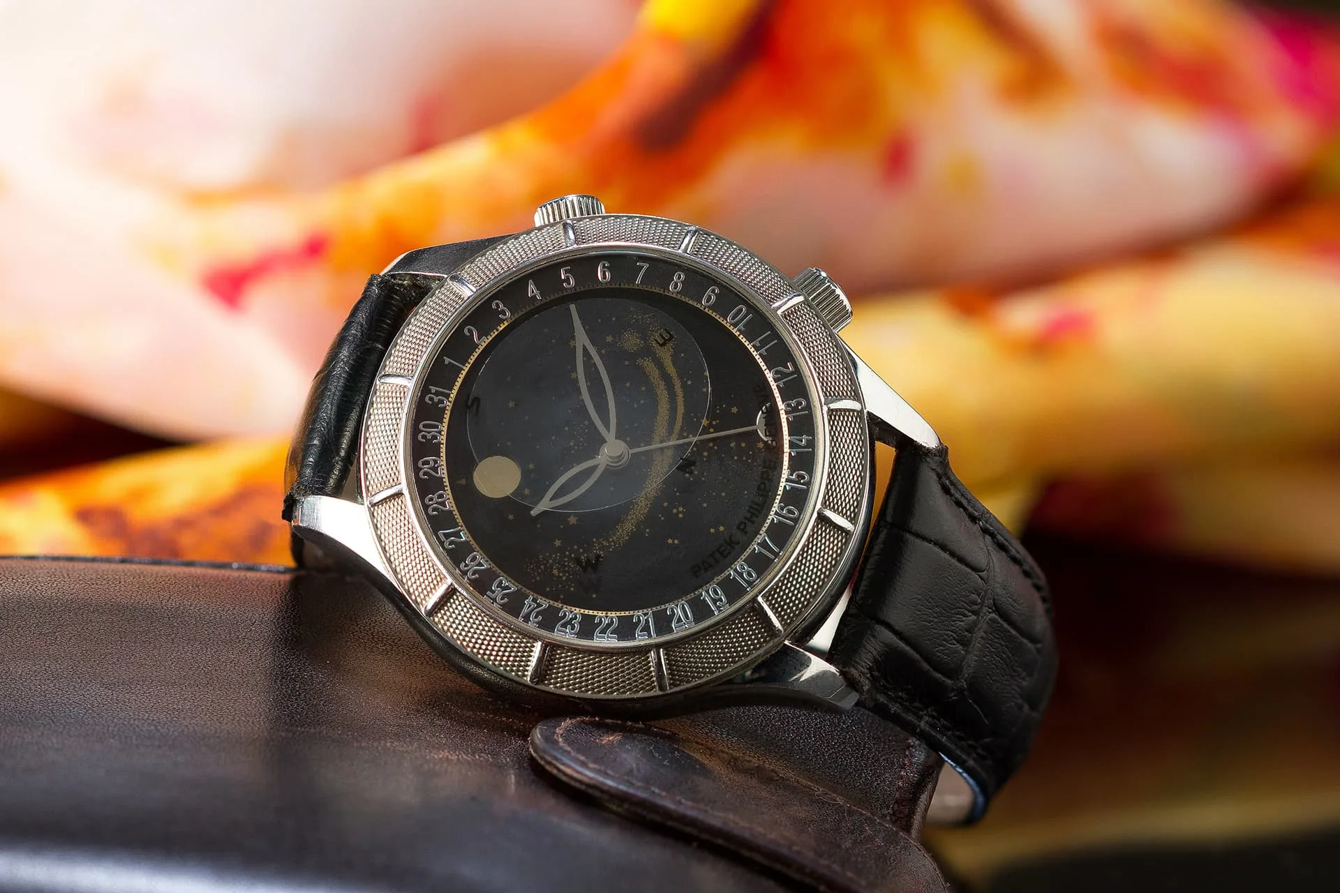 A classic leather banded Patek Philippe luxury watch