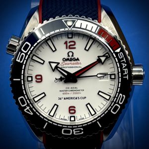 2021 Omega Seamaster Planet Ocean 600M America's Cup L.E. 43.5MM White Dial Rubber Strap Reference 215.32.43.21.04.001