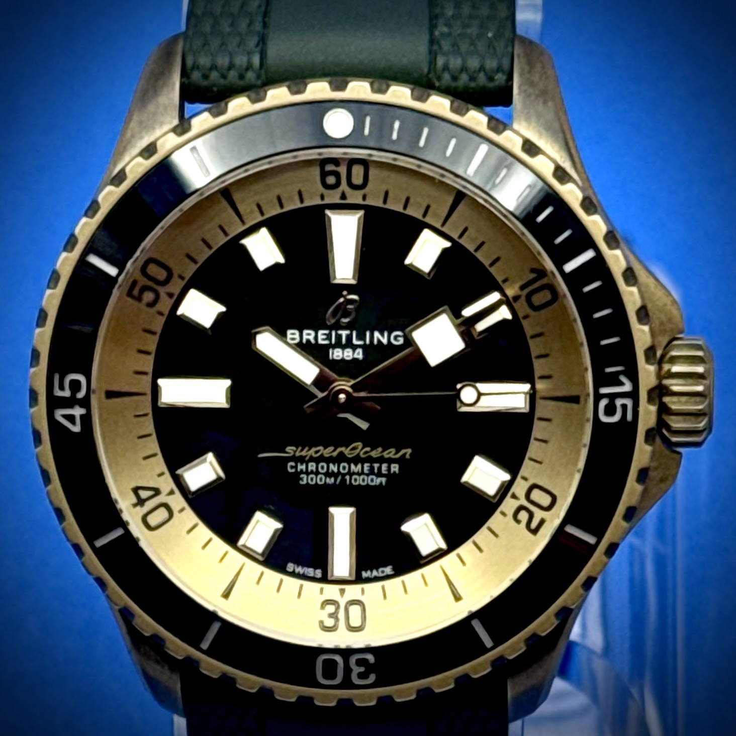 1 76 - Genco Timepieces BREITLING Superocean Automatic 42MM Bronze Green Dial Rubber Strap N17375201L1S1 | Full Set - Image 2