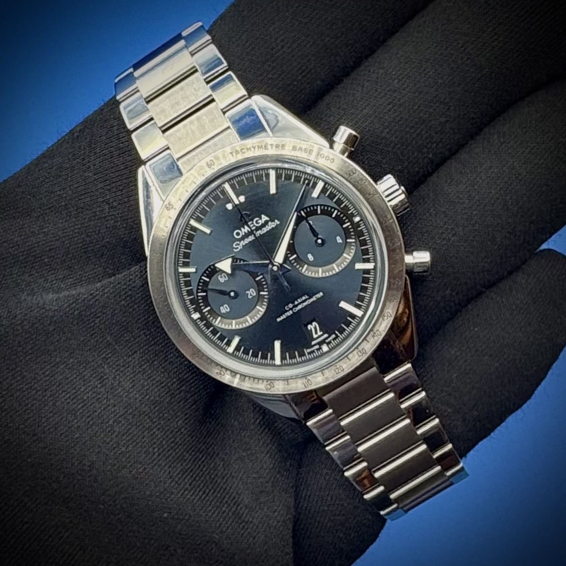 10 35 - Genco Timepieces 2024 Omega Speedmaster '57 40.5MM Blue Dial Steel Bracelet Reference 332.10.41.51.03.001 - Image 10