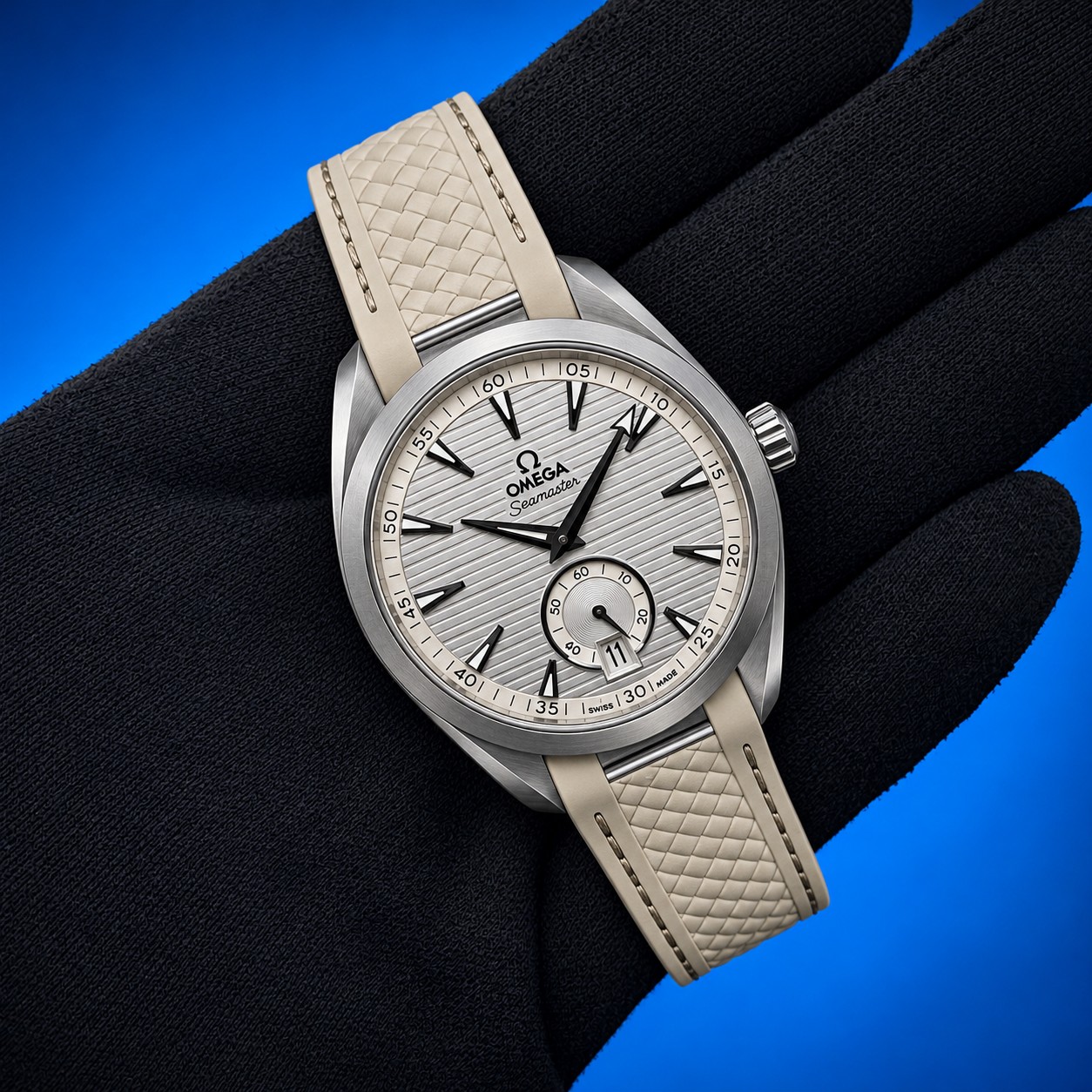 12 63 - Genco Timepieces OMEGA Seamaster Aqua Terra 150M Small Seconds | 41MM | Silver Dial | Beige Rubber Strap | Ref. 220.12.41.21.02.005 | Full Set - Image 12