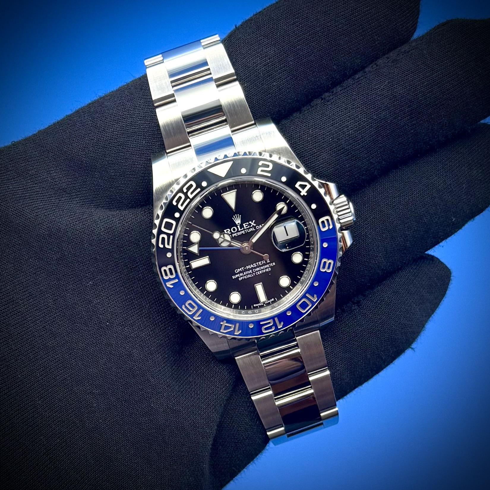 12 64 - Genco Timepieces ROLEX GMT-Master II “Batman” | 40MM | Black Dial | Oyster Bracelet | Ref. 116710BLNR | Full Set - Image 9