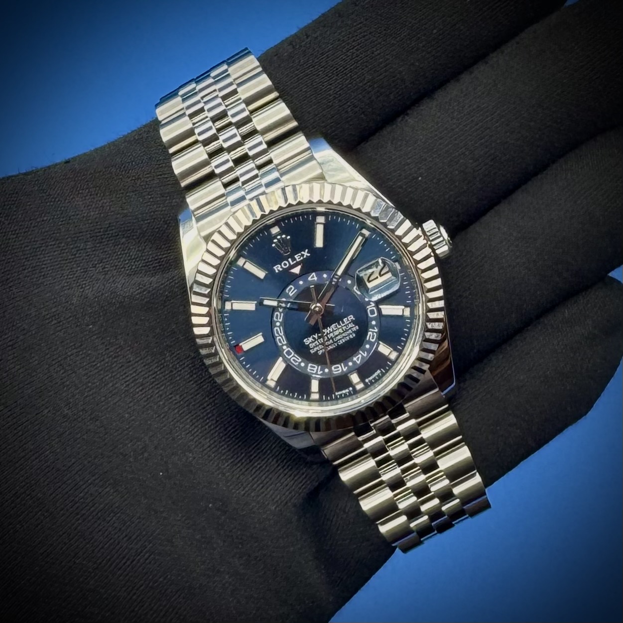 14 32 - Genco Timepieces Rolex Sky‑Dweller Blue Dial 42mm Reference 336934 - Image 13