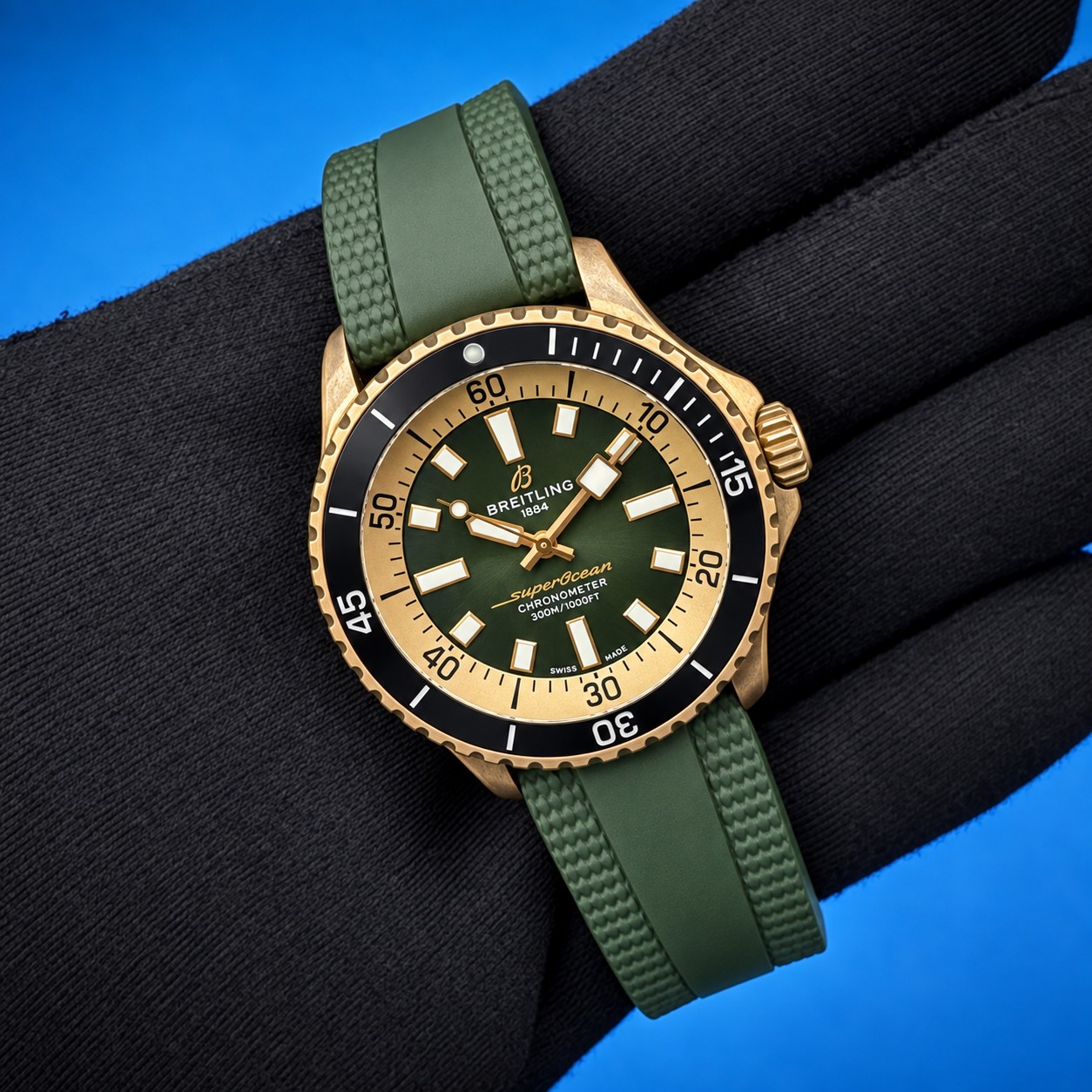 15 66 - Genco Timepieces BREITLING Superocean Automatic 42MM Bronze Green Dial Rubber Strap N17375201L1S1 | Full Set - Image 11