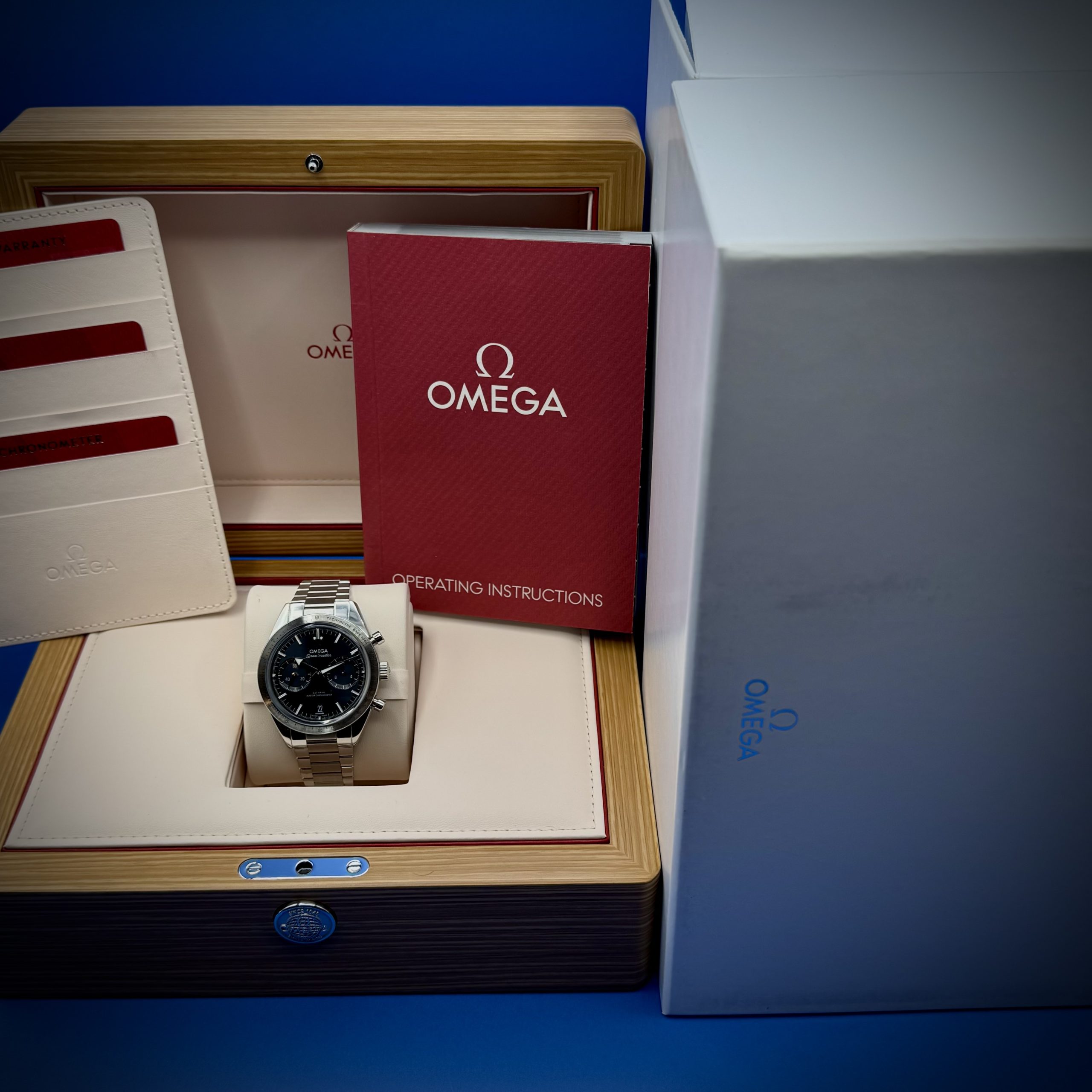 16 27 scaled - Genco Timepieces 2024 Omega Speedmaster '57 40.5MM Blue Dial Steel Bracelet Reference 332.10.41.51.03.001 - Image 16