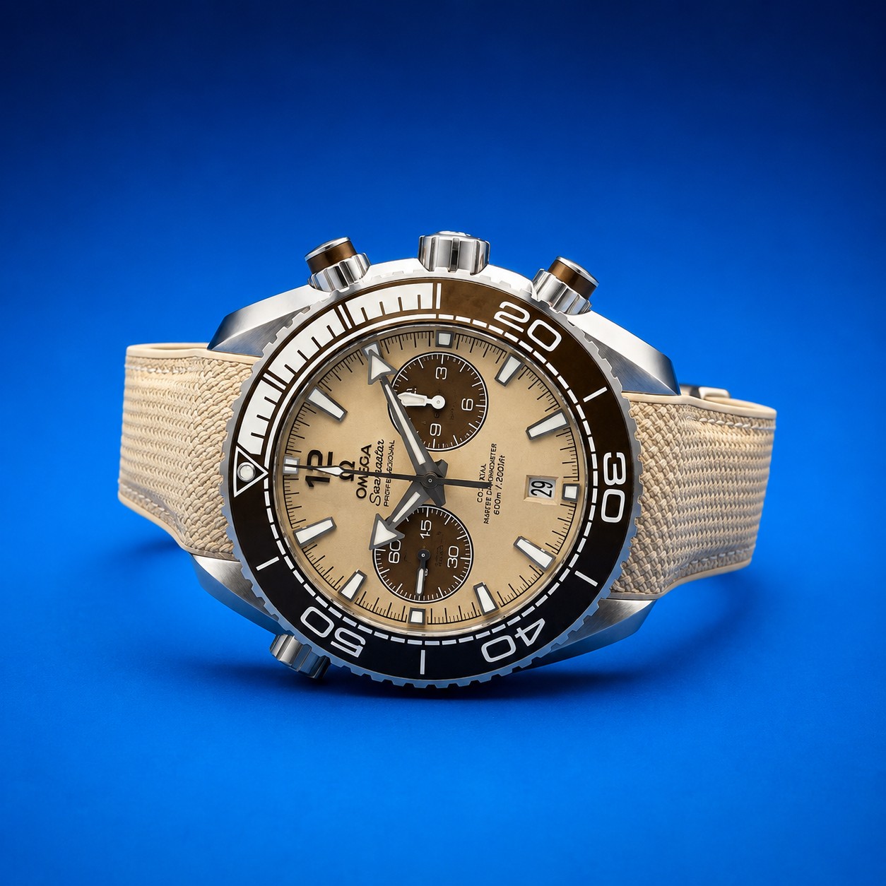 17 33 - Genco Timepieces OMEGA Seamaster Planet Ocean 600M Chronograph Reference 215.32.46.51.09.001 | Beige Dial | Brown Ceramic Bezel - Image 19
