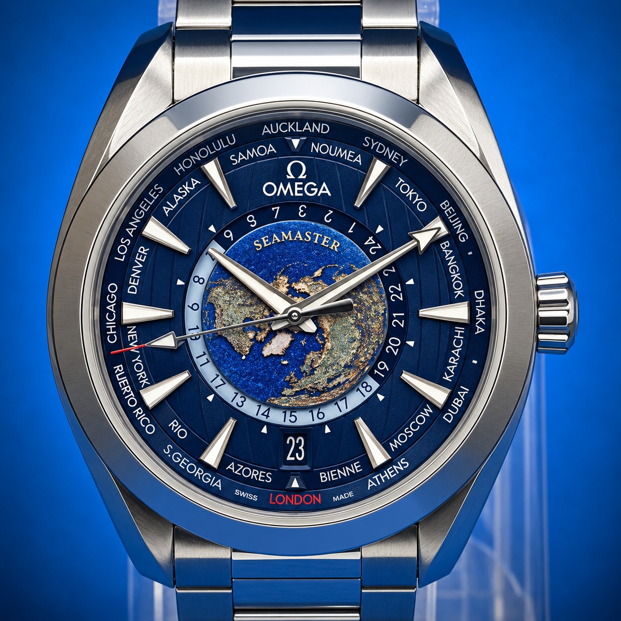 1a 10 - Genco Timepieces OMEGA Seamaster Aqua Terra Worldtimer 43MM Summer Blue Dial Steel 220.10.43.22.03.002 | Full Set - Image 2