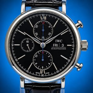 IWC Portofino Chronograph 42MM Black Dial Stainless Steel Leather Strap IW391008 | Full Set