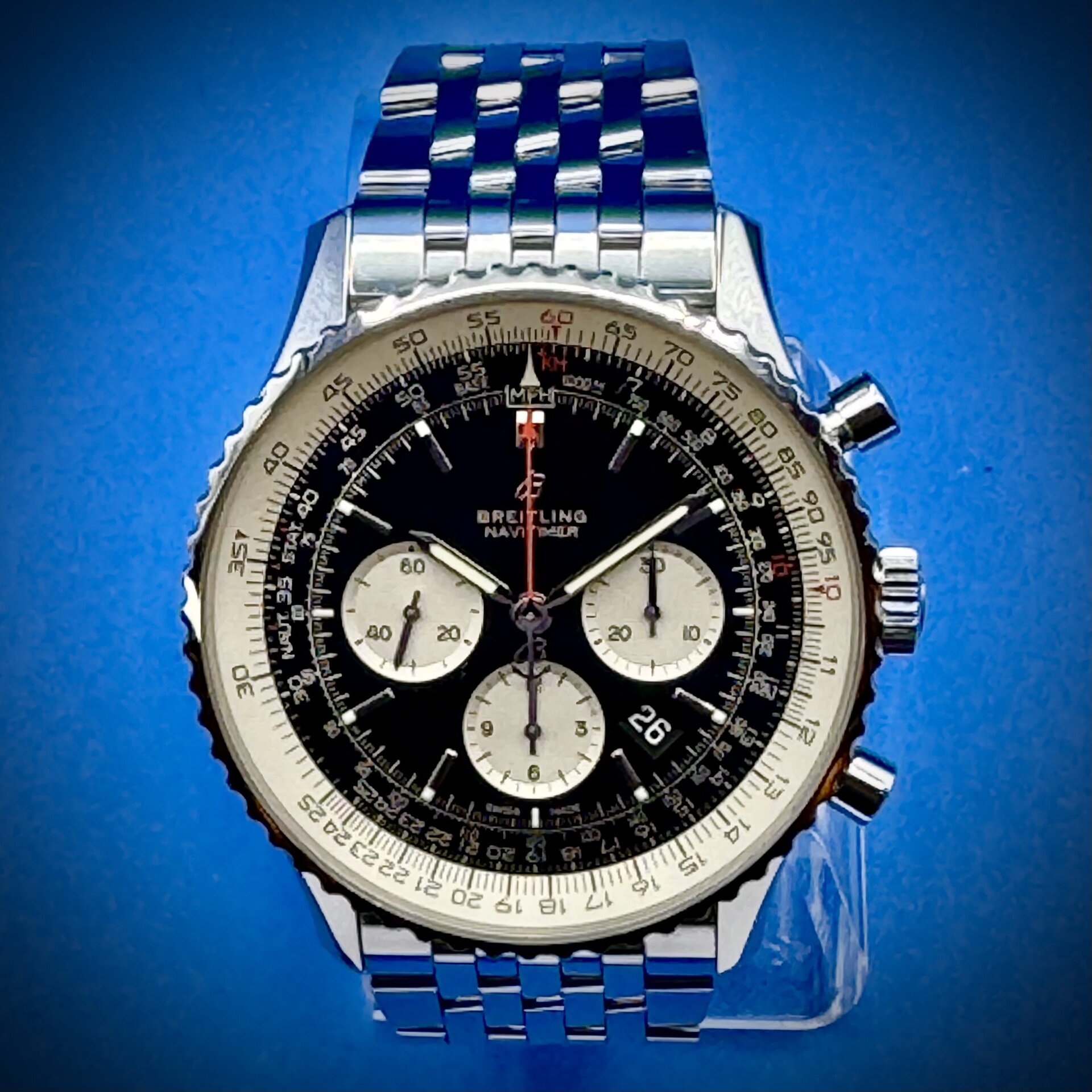 2 3 scaled - Genco Timepieces Breitling Navitimer B01 CH 46MM SS Black Dial Men’s Watch Ref# AAB0127 - Image 2