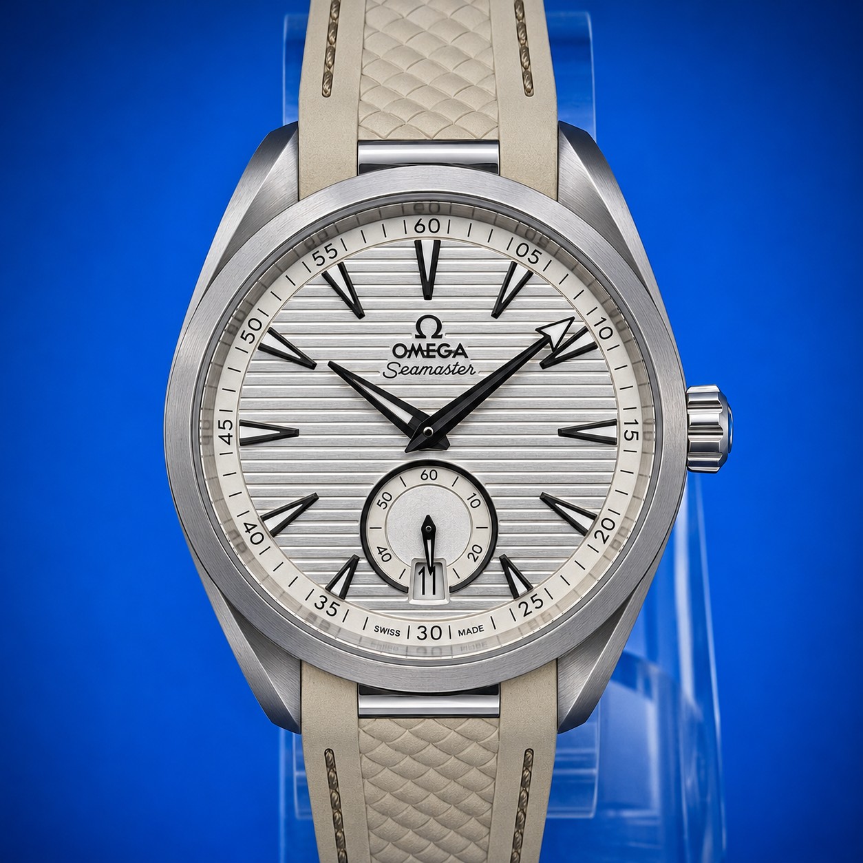 2 55 - Genco Timepieces OMEGA Seamaster Aqua Terra 150M Small Seconds | 41MM | Silver Dial | Beige Rubber Strap | Ref. 220.12.41.21.02.005 | Full Set - Image 2