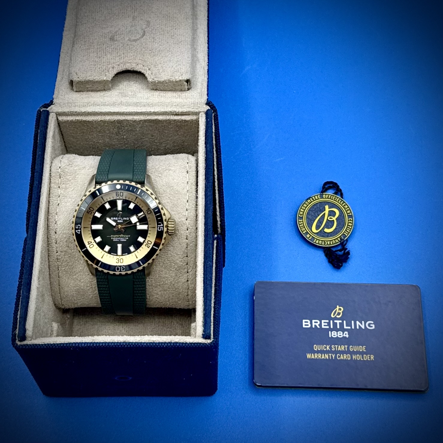 26 6 - Genco Timepieces BREITLING Superocean Automatic 42MM Bronze Green Dial Rubber Strap N17375201L1S1 | Full Set - Image 18