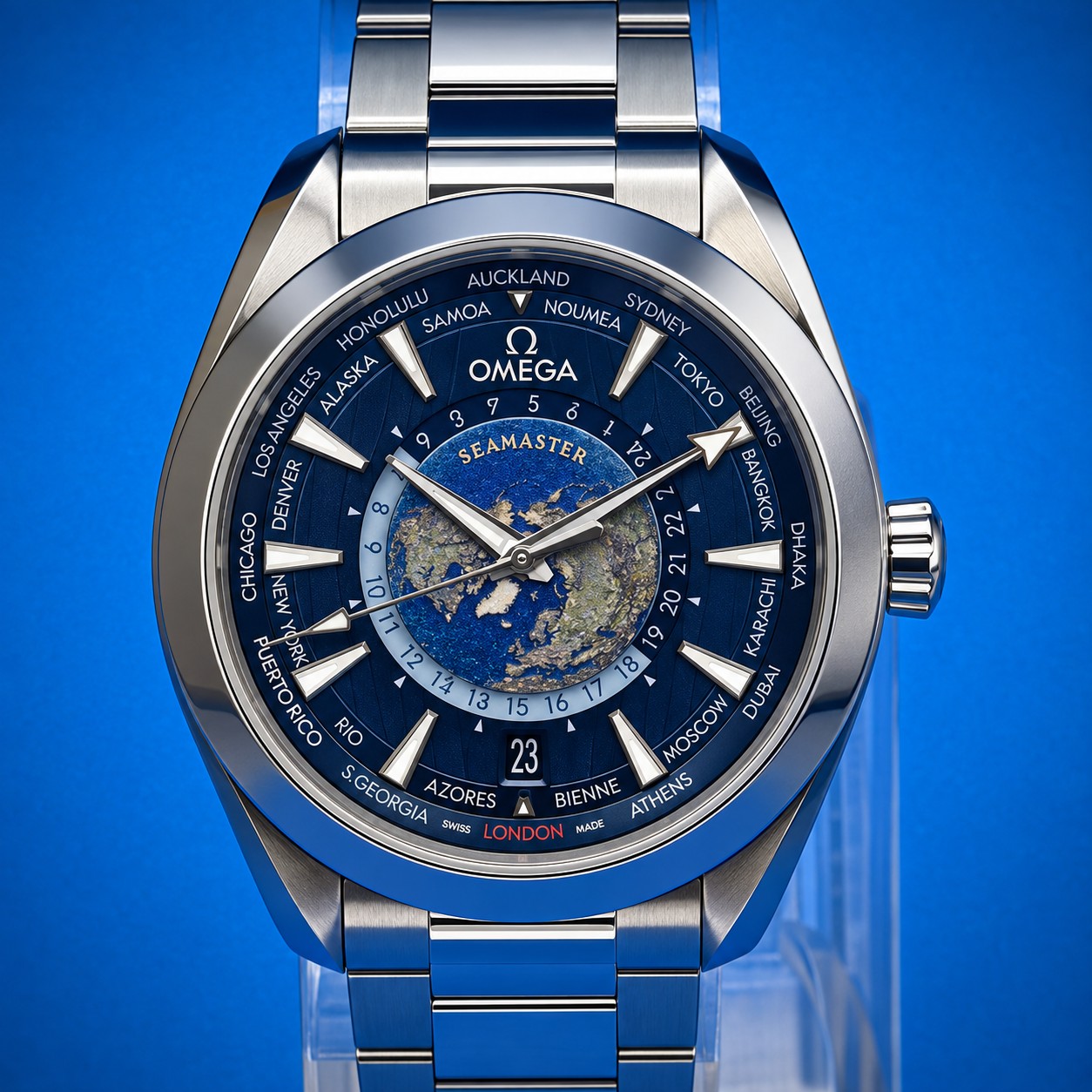 2a 4 - Genco Timepieces OMEGA Seamaster Aqua Terra Worldtimer 43MM Summer Blue Dial Steel 220.10.43.22.03.002 | Full Set - Image 3