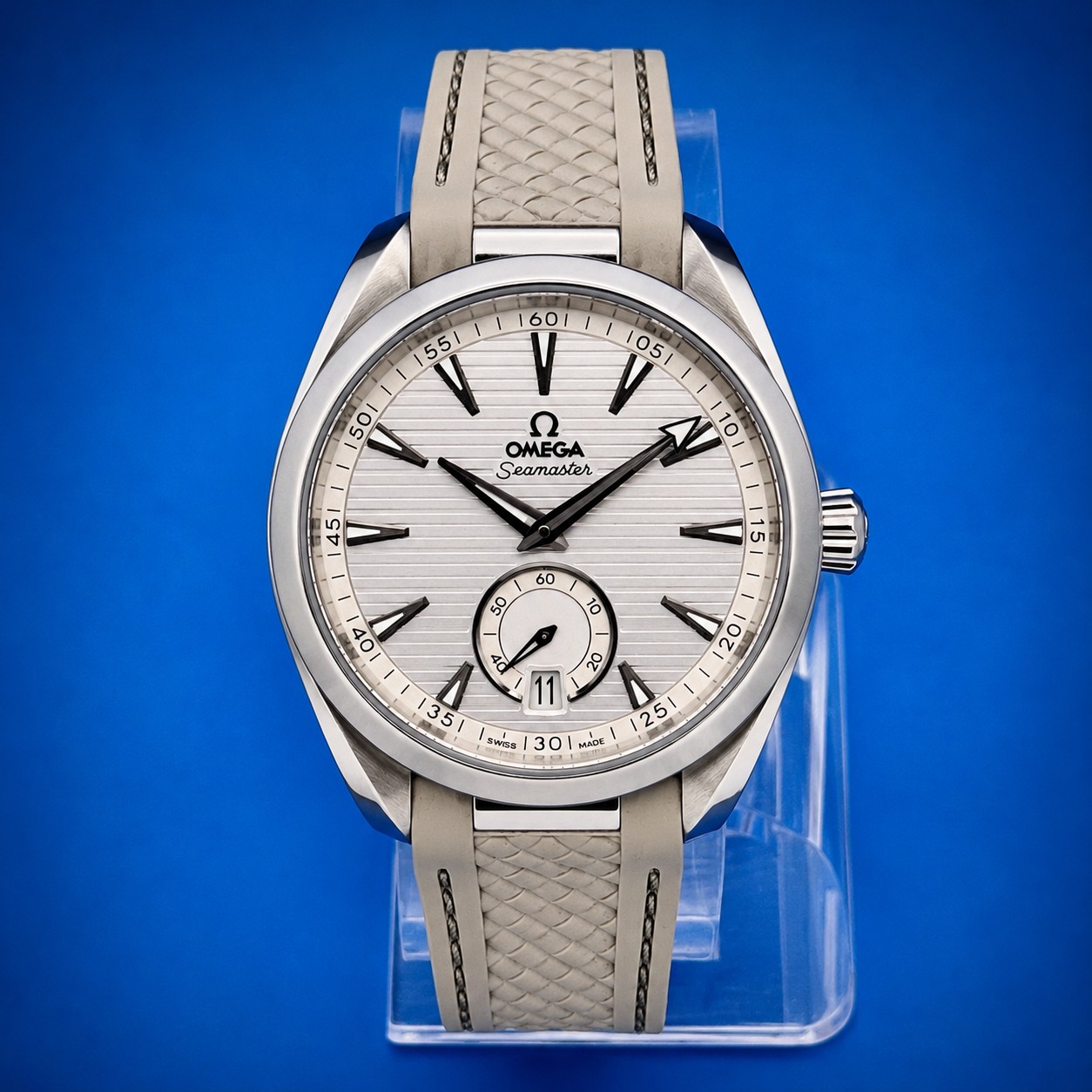 3 54 - Genco Timepieces OMEGA Seamaster Aqua Terra 150M Small Seconds | 41MM | Silver Dial | Beige Rubber Strap | Ref. 220.12.41.21.02.005 | Full Set - Image 3