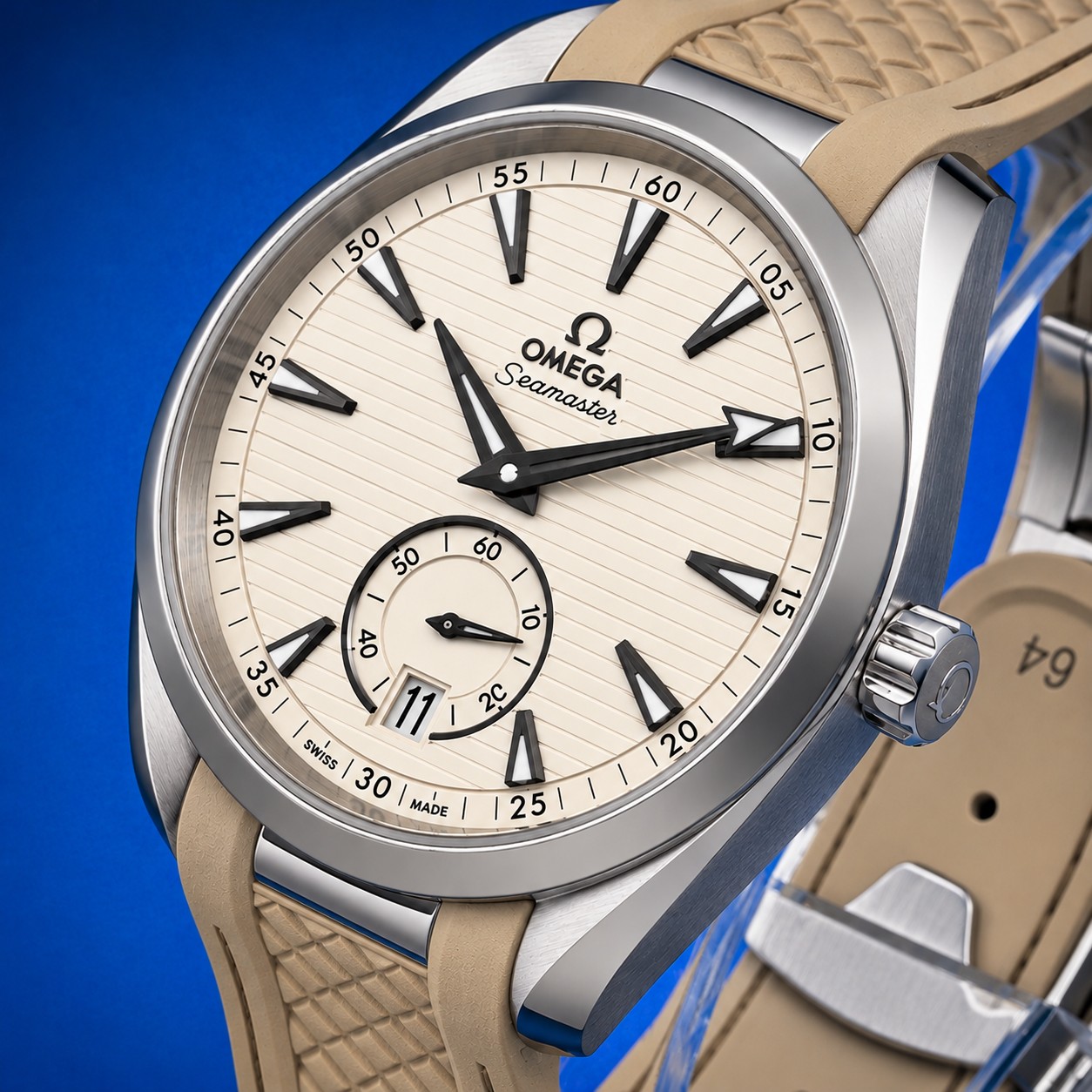 4 57 - Genco Timepieces OMEGA Seamaster Aqua Terra 150M Small Seconds | 41MM | Silver Dial | Beige Rubber Strap | Ref. 220.12.41.21.02.005 | Full Set - Image 4