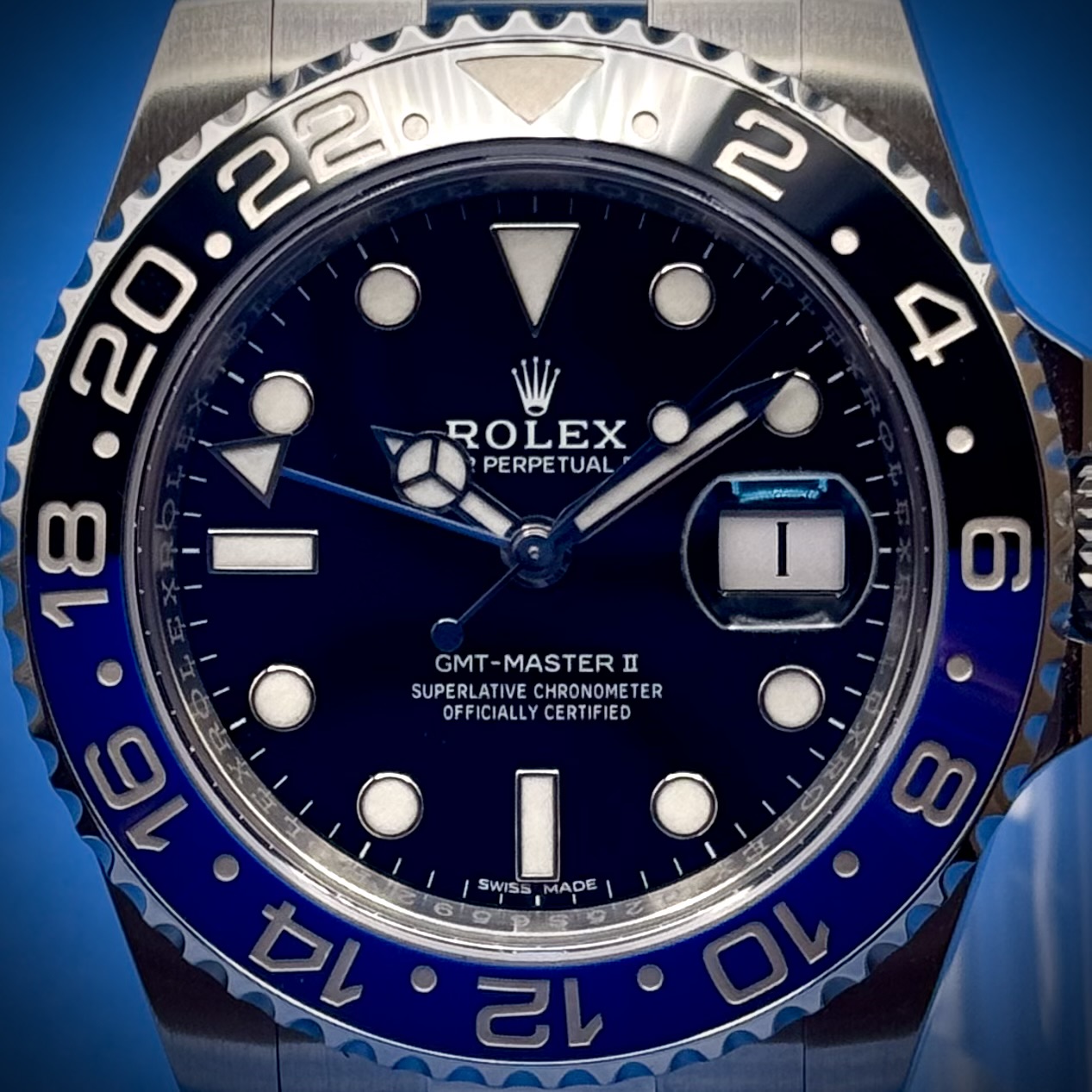 4 58 - Genco Timepieces ROLEX GMT-Master II “Batman” | 40MM | Black Dial | Oyster Bracelet | Ref. 116710BLNR | Full Set - Image 4