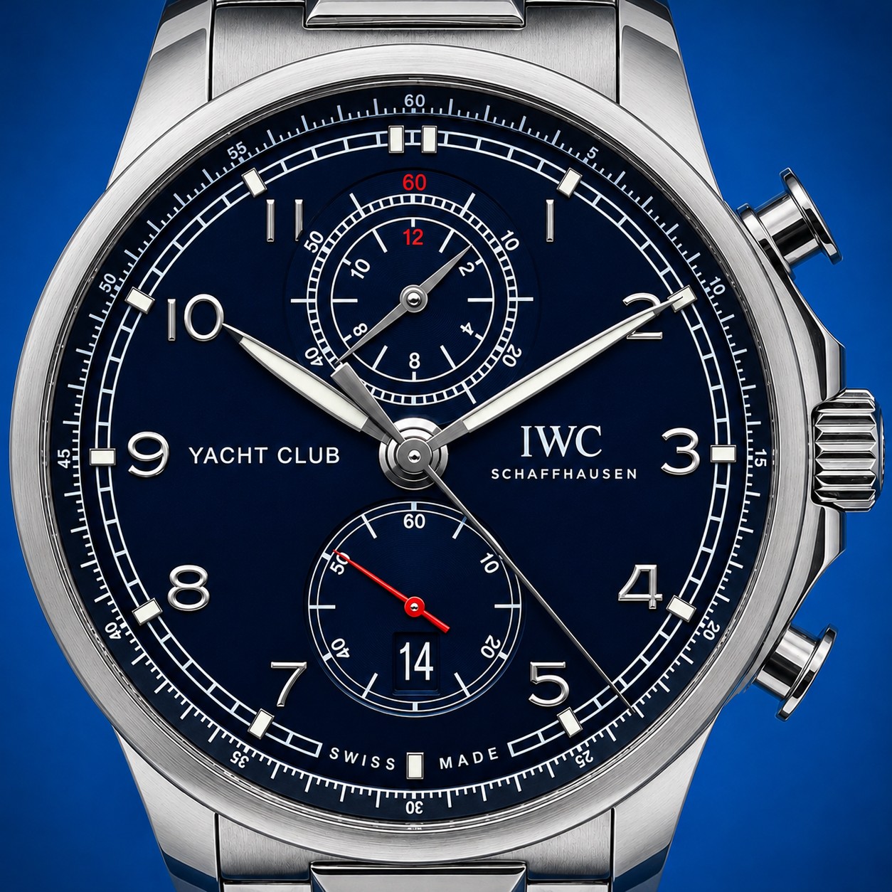 4 59 - Genco Timepieces IWC Portugieser Yacht Club Chronograph | Blue Dial | Stainless Steel Bracelet | Ref. IW390701 | Full Set
