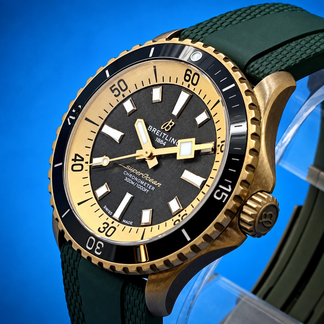 4 65 - Genco Timepieces BREITLING Superocean Automatic 42MM Bronze Green Dial Rubber Strap N17375201L1S1 | Full Set - Image 5