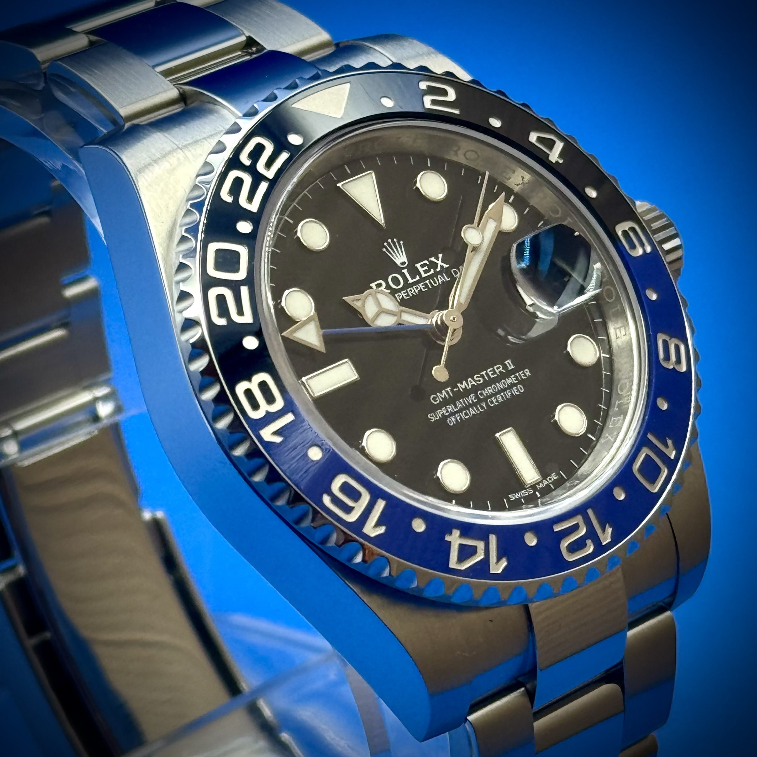 5 60 scaled - Genco Timepieces ROLEX GMT-Master II “Batman” | 40MM | Black Dial | Oyster Bracelet | Ref. 116710BLNR | Full Set - Image 5