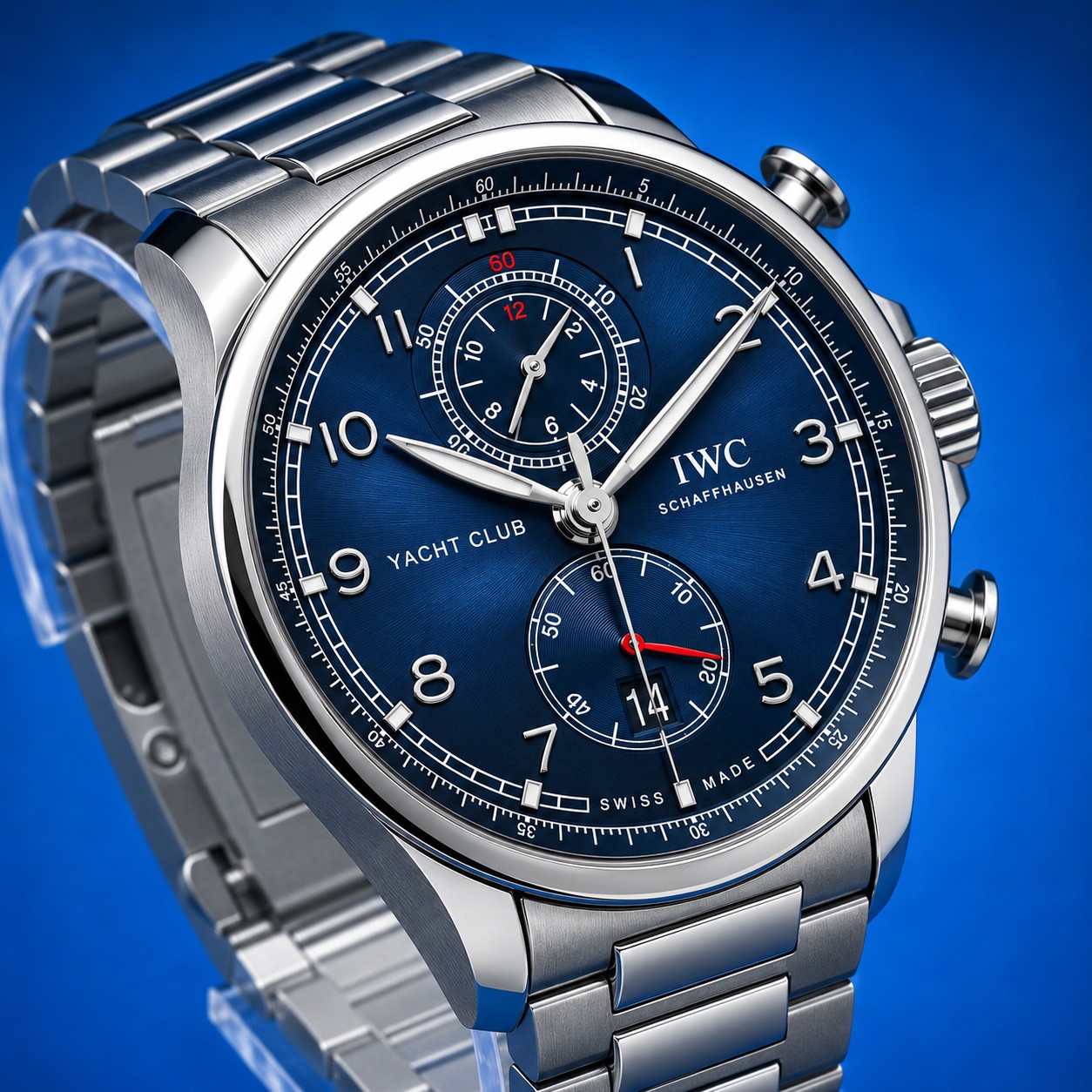 5 62 - Genco Timepieces IWC Portugieser Yacht Club Chronograph | Blue Dial | Stainless Steel Bracelet | Ref. IW390701 | Full Set - Image 4