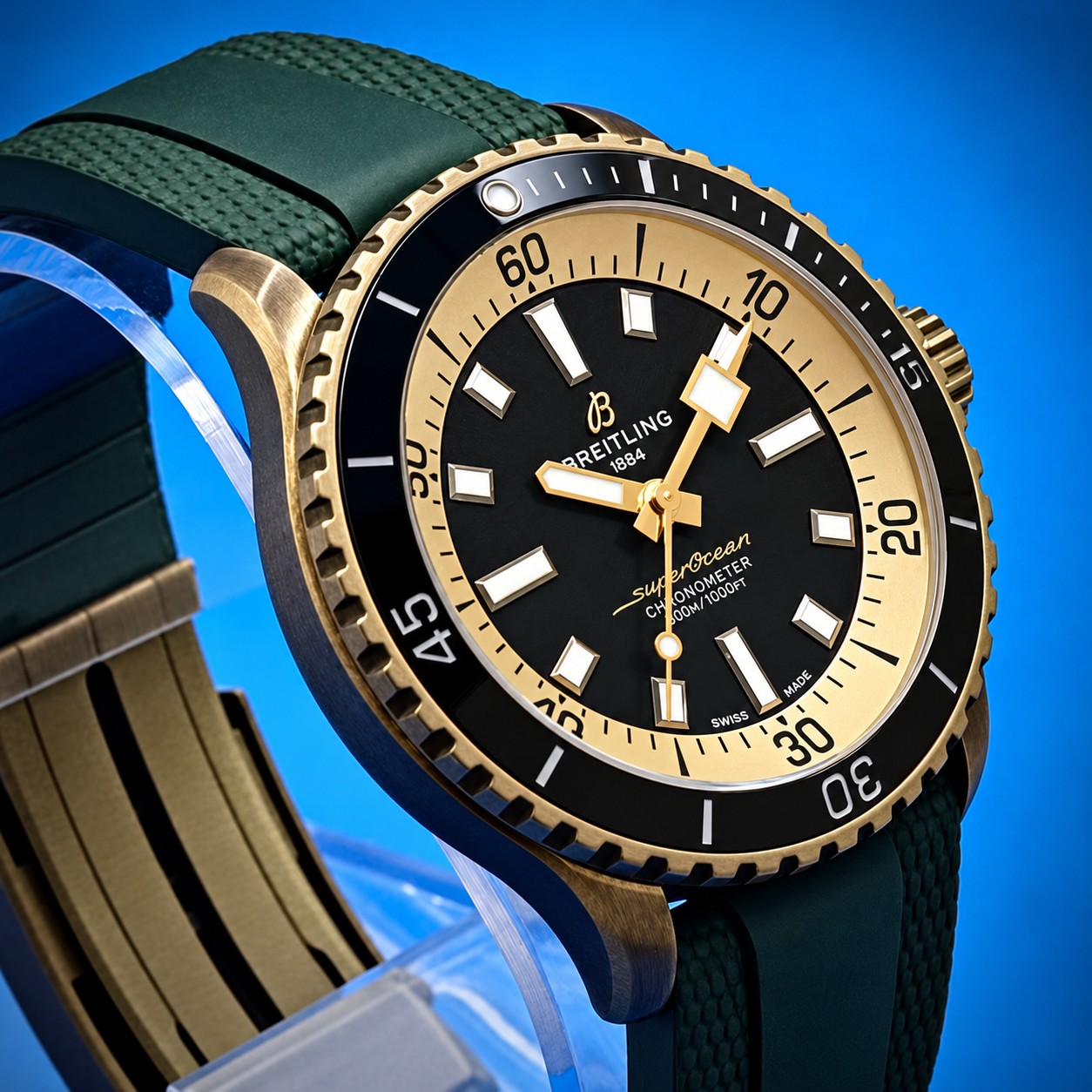 6 69 - Genco Timepieces BREITLING Superocean Automatic 42MM Bronze Green Dial Rubber Strap N17375201L1S1 | Full Set - Image 7