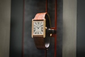 A Cartier luxury watch in a timeless rectangular design