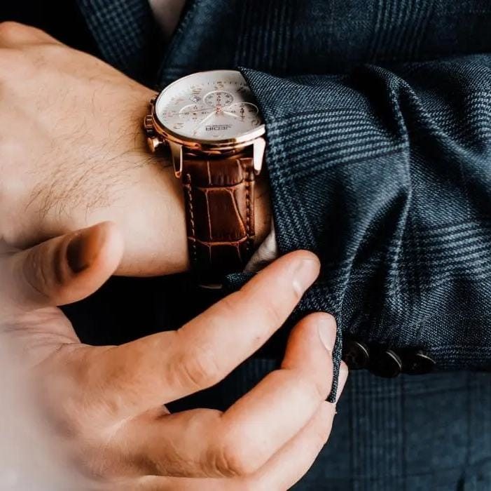 watch3 - Genco Timepieces Leather banded designer watch on a man's wrist